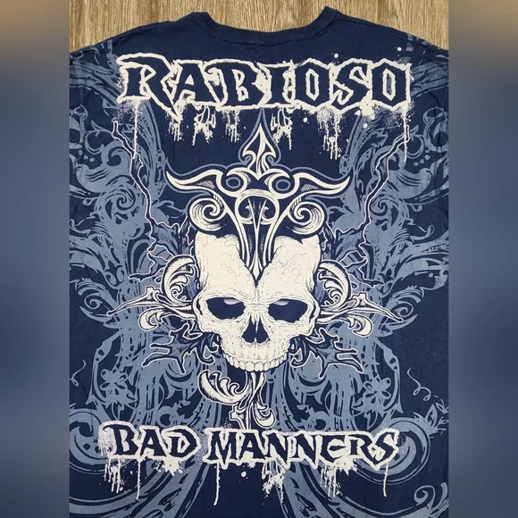 💀 Rabioso Brand Dragon Skull "Bad Manners" Graphic Art Men's T-Shirt XL💀 - Picture 6 of 6